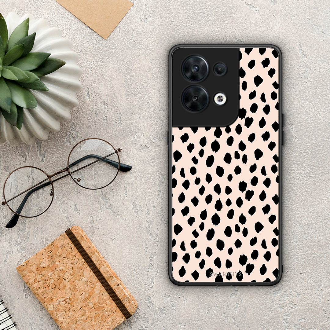 Θήκη Oppo Reno8 5G New Polka Dots από τη Smartfits με σχέδιο στο πίσω μέρος και μαύρο περίβλημα | Oppo Reno8 5G New Polka Dots Case with Colorful Back and Black Bezels