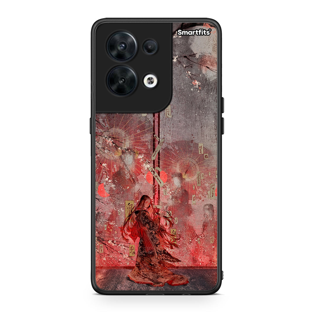 Θήκη Oppo Reno8 5G Nezuko Kamado από τη Smartfits με σχέδιο στο πίσω μέρος και μαύρο περίβλημα | Oppo Reno8 5G Nezuko Kamado Case with Colorful Back and Black Bezels