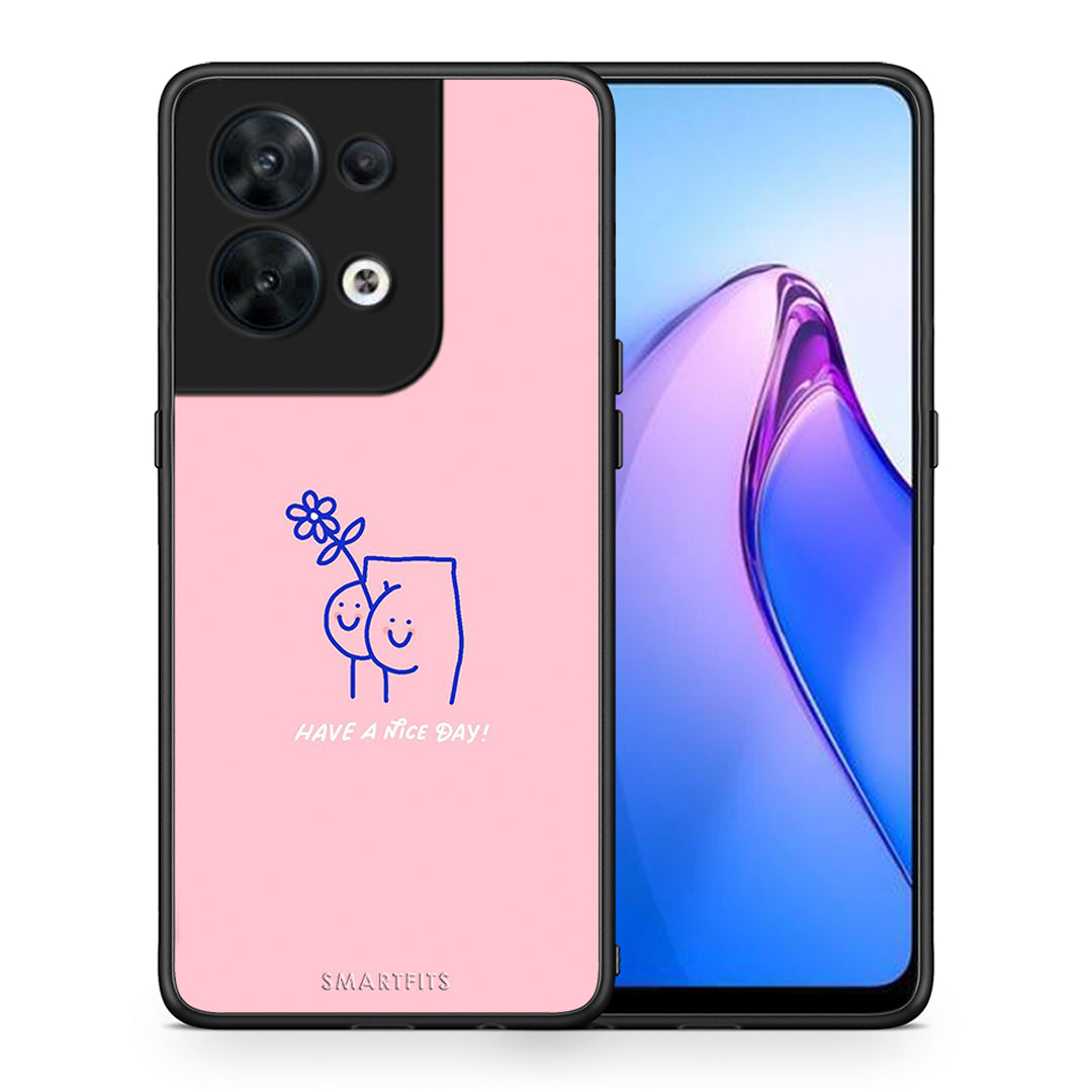 Θήκη Oppo Reno8 5G Nice Day από τη Smartfits με σχέδιο στο πίσω μέρος και μαύρο περίβλημα | Oppo Reno8 5G Nice Day Case with Colorful Back and Black Bezels