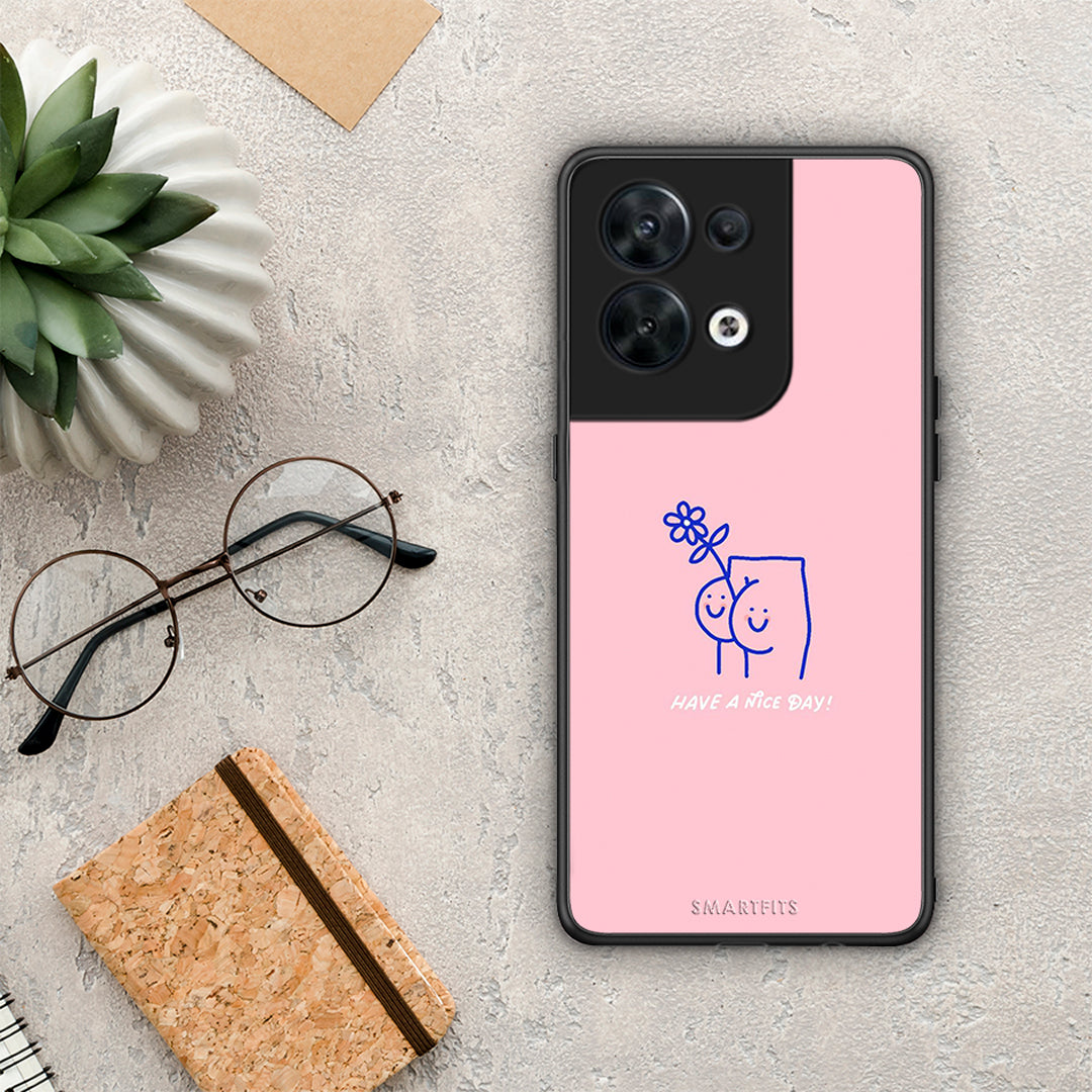 Θήκη Oppo Reno8 5G Nice Day από τη Smartfits με σχέδιο στο πίσω μέρος και μαύρο περίβλημα | Oppo Reno8 5G Nice Day Case with Colorful Back and Black Bezels