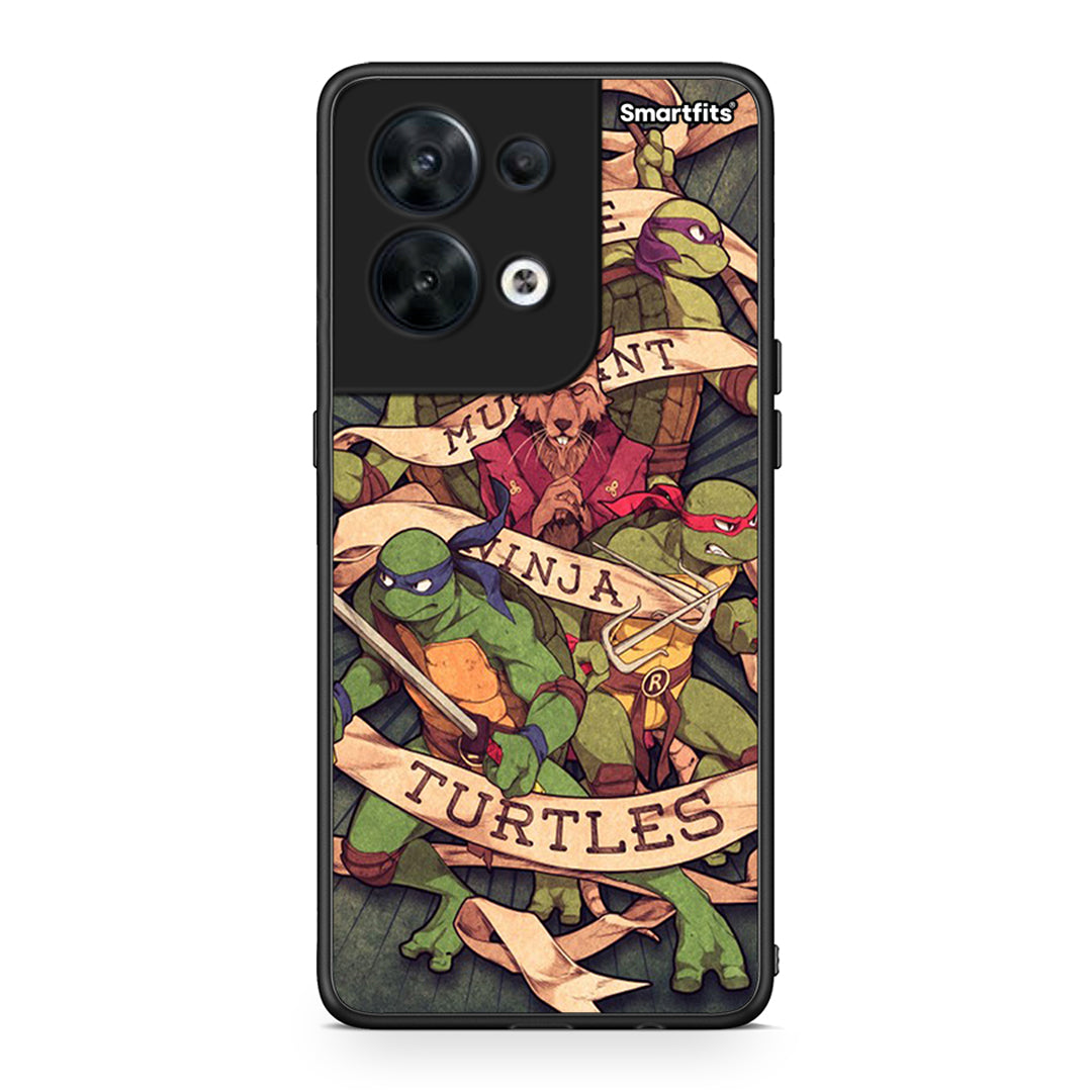 Θήκη Oppo Reno8 5G Ninja Turtles από τη Smartfits με σχέδιο στο πίσω μέρος και μαύρο περίβλημα | Oppo Reno8 5G Ninja Turtles Case with Colorful Back and Black Bezels