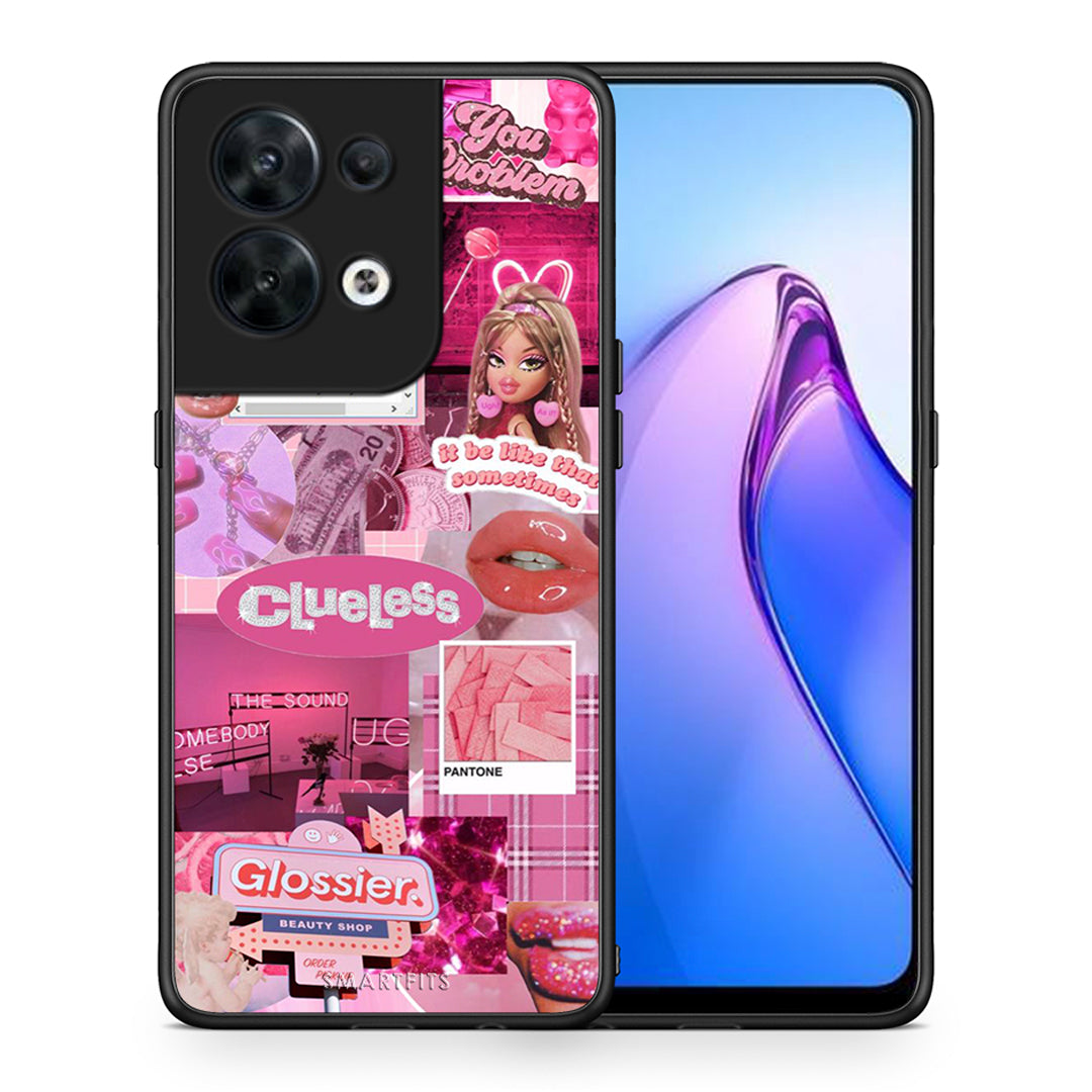 Θήκη Oppo Reno8 5G Pink Love από τη Smartfits με σχέδιο στο πίσω μέρος και μαύρο περίβλημα | Oppo Reno8 5G Pink Love Case with Colorful Back and Black Bezels