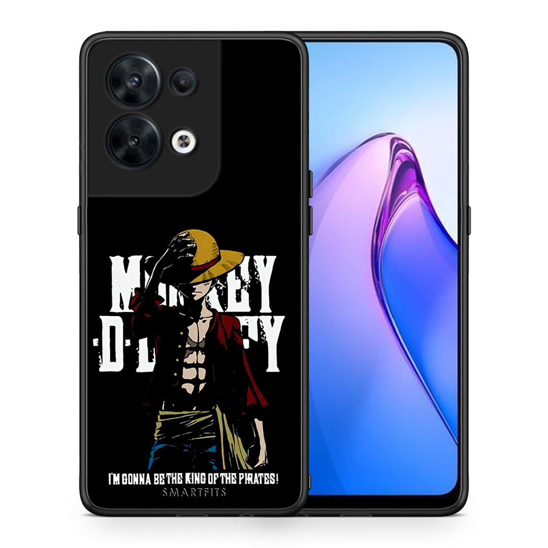 Θήκη Oppo Reno8 5G Pirate King από τη Smartfits με σχέδιο στο πίσω μέρος και μαύρο περίβλημα | Oppo Reno8 5G Pirate King Case with Colorful Back and Black Bezels