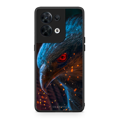 Θήκη Oppo Reno8 5G PopArt Eagle από τη Smartfits με σχέδιο στο πίσω μέρος και μαύρο περίβλημα | Oppo Reno8 5G PopArt Eagle Case with Colorful Back and Black Bezels