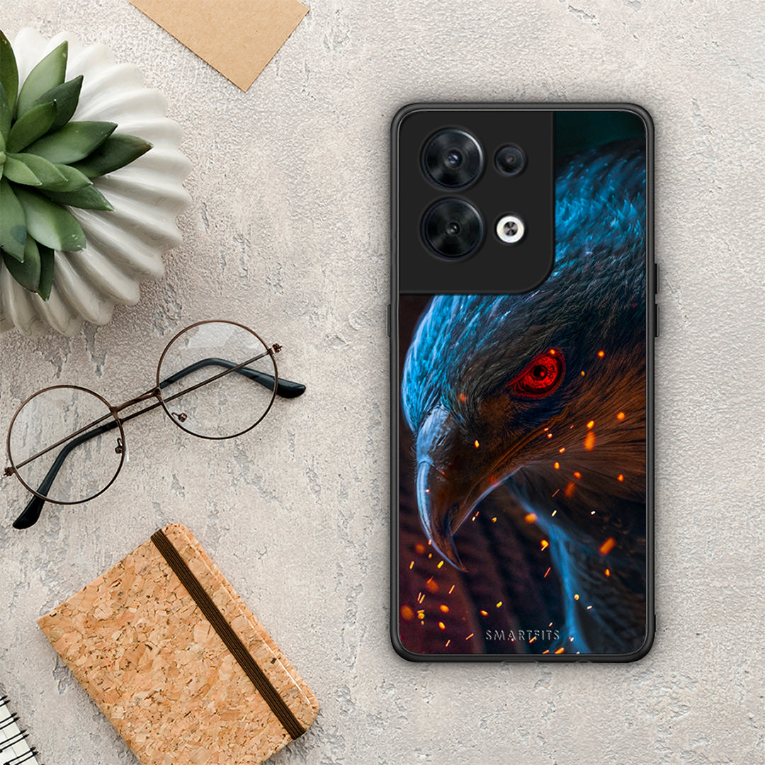 Θήκη Oppo Reno8 5G PopArt Eagle από τη Smartfits με σχέδιο στο πίσω μέρος και μαύρο περίβλημα | Oppo Reno8 5G PopArt Eagle Case with Colorful Back and Black Bezels