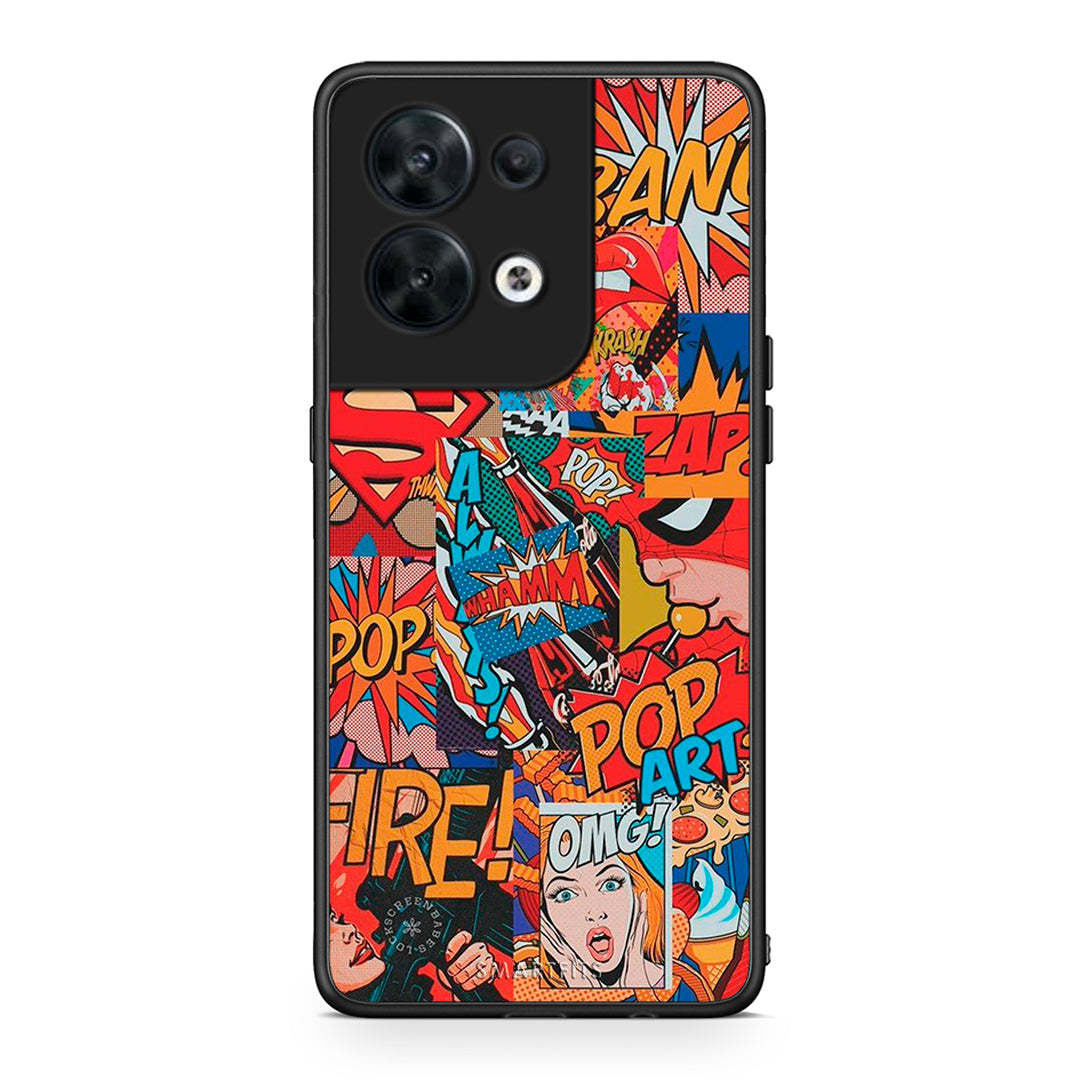 Θήκη Oppo Reno8 5G PopArt OMG από τη Smartfits με σχέδιο στο πίσω μέρος και μαύρο περίβλημα | Oppo Reno8 5G PopArt OMG Case with Colorful Back and Black Bezels