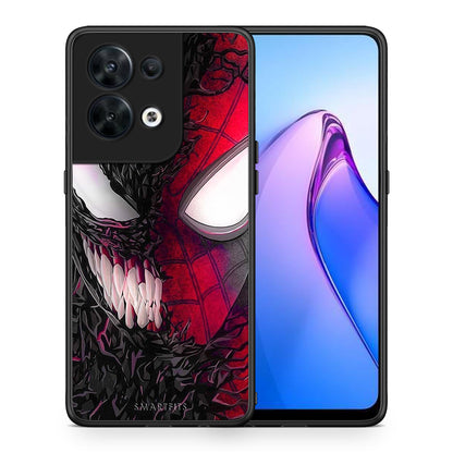 Θήκη Oppo Reno8 5G PopArt SpiderVenom από τη Smartfits με σχέδιο στο πίσω μέρος και μαύρο περίβλημα | Oppo Reno8 5G PopArt SpiderVenom Case with Colorful Back and Black Bezels