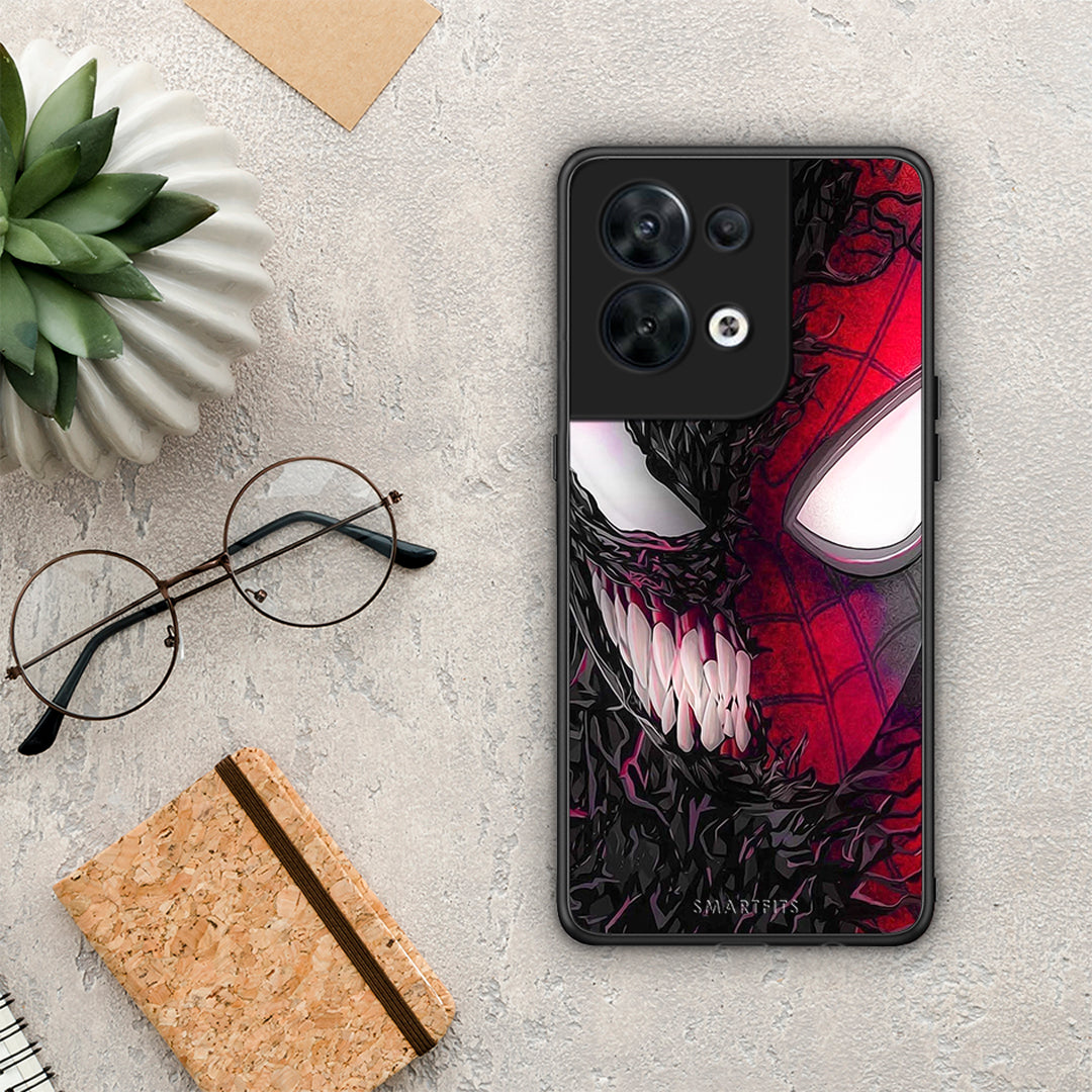 Θήκη Oppo Reno8 5G PopArt SpiderVenom από τη Smartfits με σχέδιο στο πίσω μέρος και μαύρο περίβλημα | Oppo Reno8 5G PopArt SpiderVenom Case with Colorful Back and Black Bezels