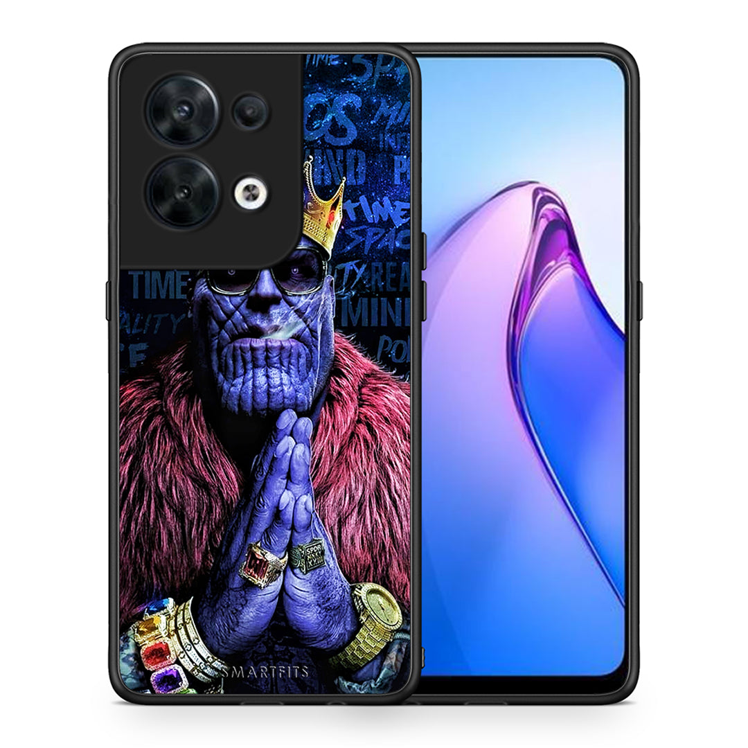 Θήκη Oppo Reno8 5G PopArt Thanos από τη Smartfits με σχέδιο στο πίσω μέρος και μαύρο περίβλημα | Oppo Reno8 5G PopArt Thanos Case with Colorful Back and Black Bezels