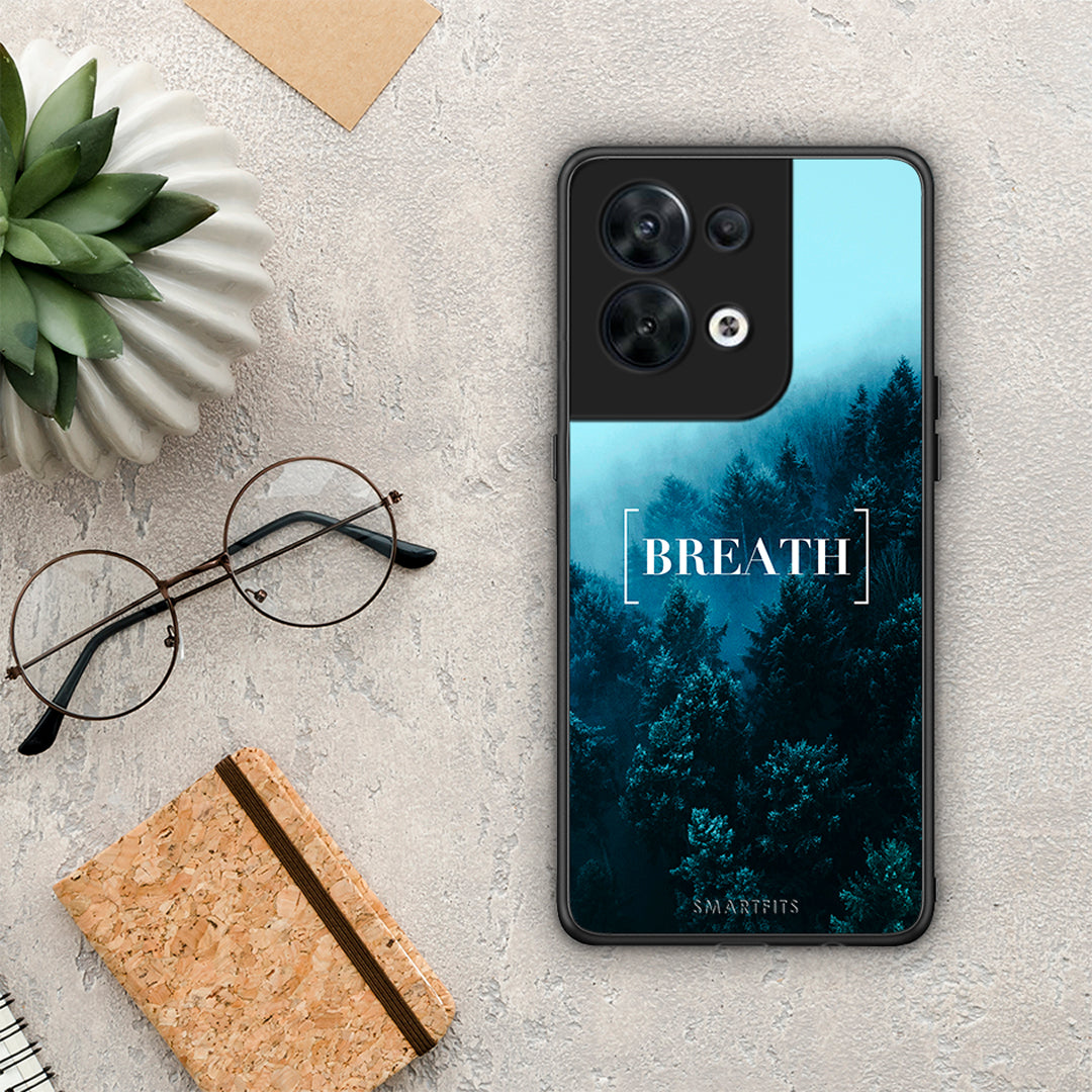 Θήκη Oppo Reno8 5G Quote Breath από τη Smartfits με σχέδιο στο πίσω μέρος και μαύρο περίβλημα | Oppo Reno8 5G Quote Breath Case with Colorful Back and Black Bezels