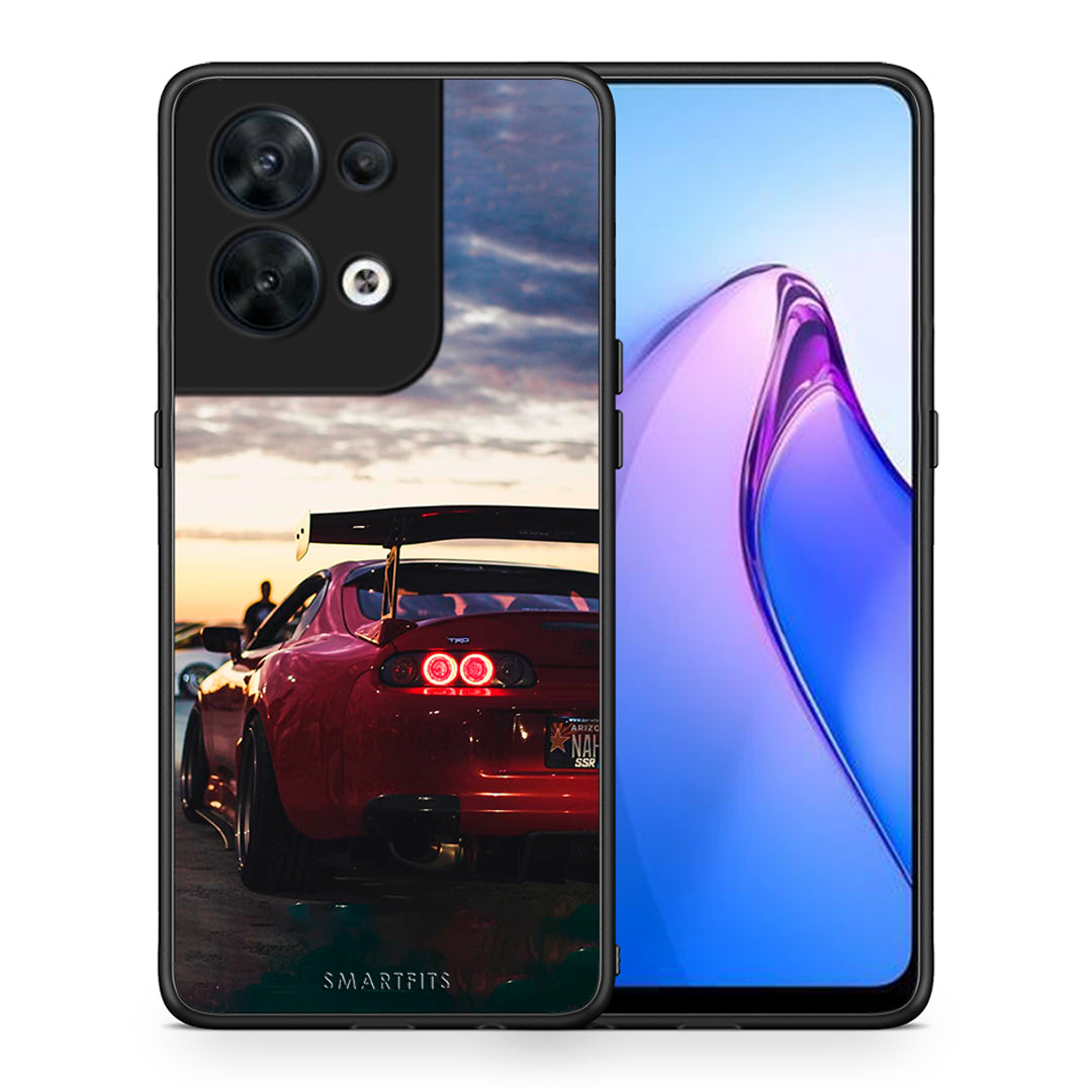 Θήκη Oppo Reno8 5G Racing Supra από τη Smartfits με σχέδιο στο πίσω μέρος και μαύρο περίβλημα | Oppo Reno8 5G Racing Supra Case with Colorful Back and Black Bezels