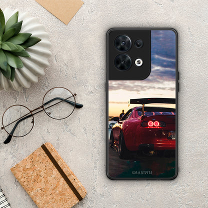 Θήκη Oppo Reno8 5G Racing Supra από τη Smartfits με σχέδιο στο πίσω μέρος και μαύρο περίβλημα | Oppo Reno8 5G Racing Supra Case with Colorful Back and Black Bezels
