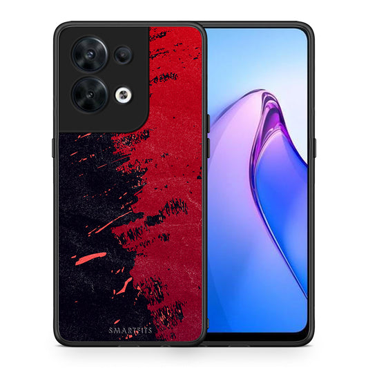 Θήκη Oppo Reno8 5G Red Paint από τη Smartfits με σχέδιο στο πίσω μέρος και μαύρο περίβλημα | Oppo Reno8 5G Red Paint Case with Colorful Back and Black Bezels