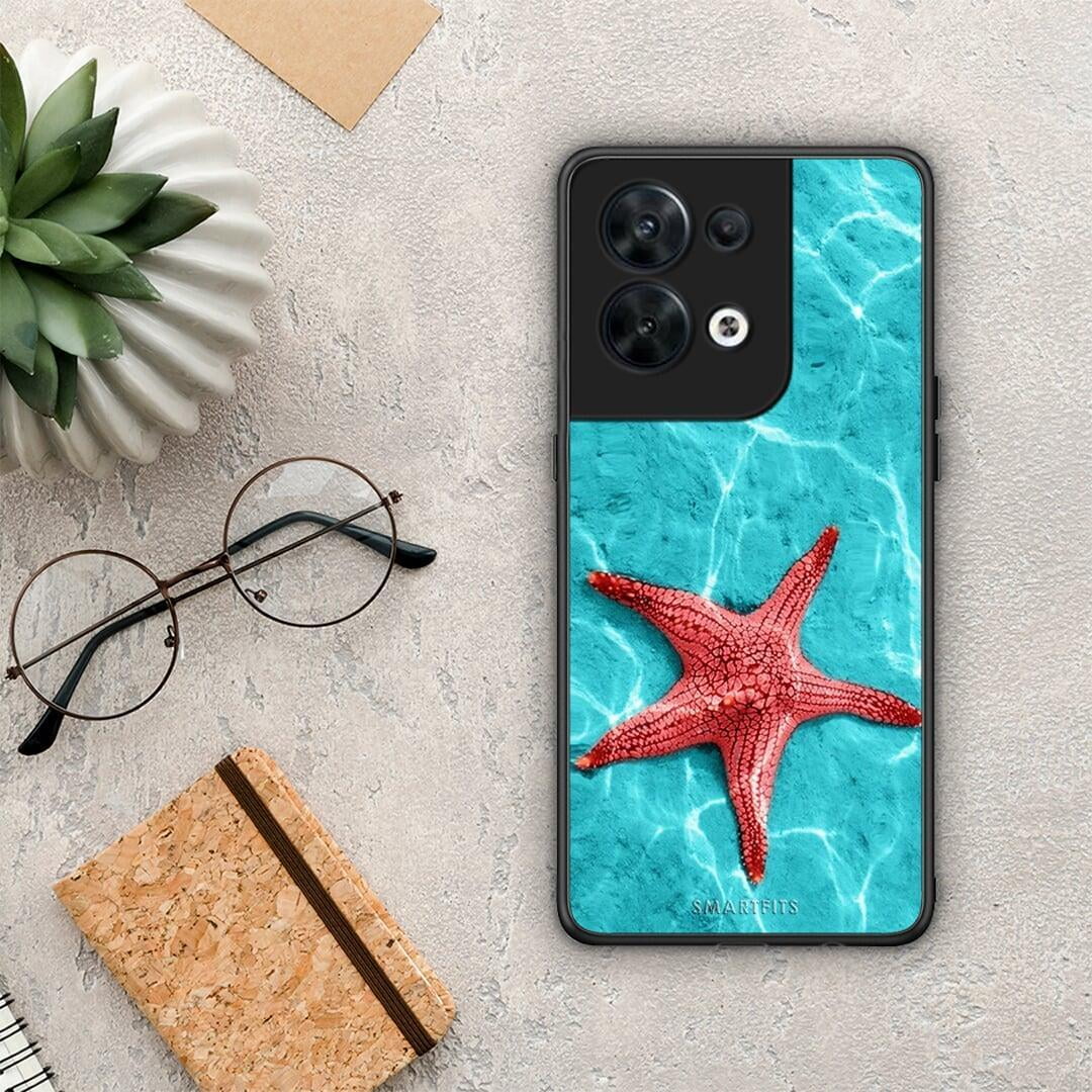 Θήκη Oppo Reno8 5G Red Starfish από τη Smartfits με σχέδιο στο πίσω μέρος και μαύρο περίβλημα | Oppo Reno8 5G Red Starfish Case with Colorful Back and Black Bezels