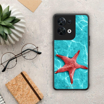Θήκη Oppo Reno8 5G Red Starfish από τη Smartfits με σχέδιο στο πίσω μέρος και μαύρο περίβλημα | Oppo Reno8 5G Red Starfish Case with Colorful Back and Black Bezels