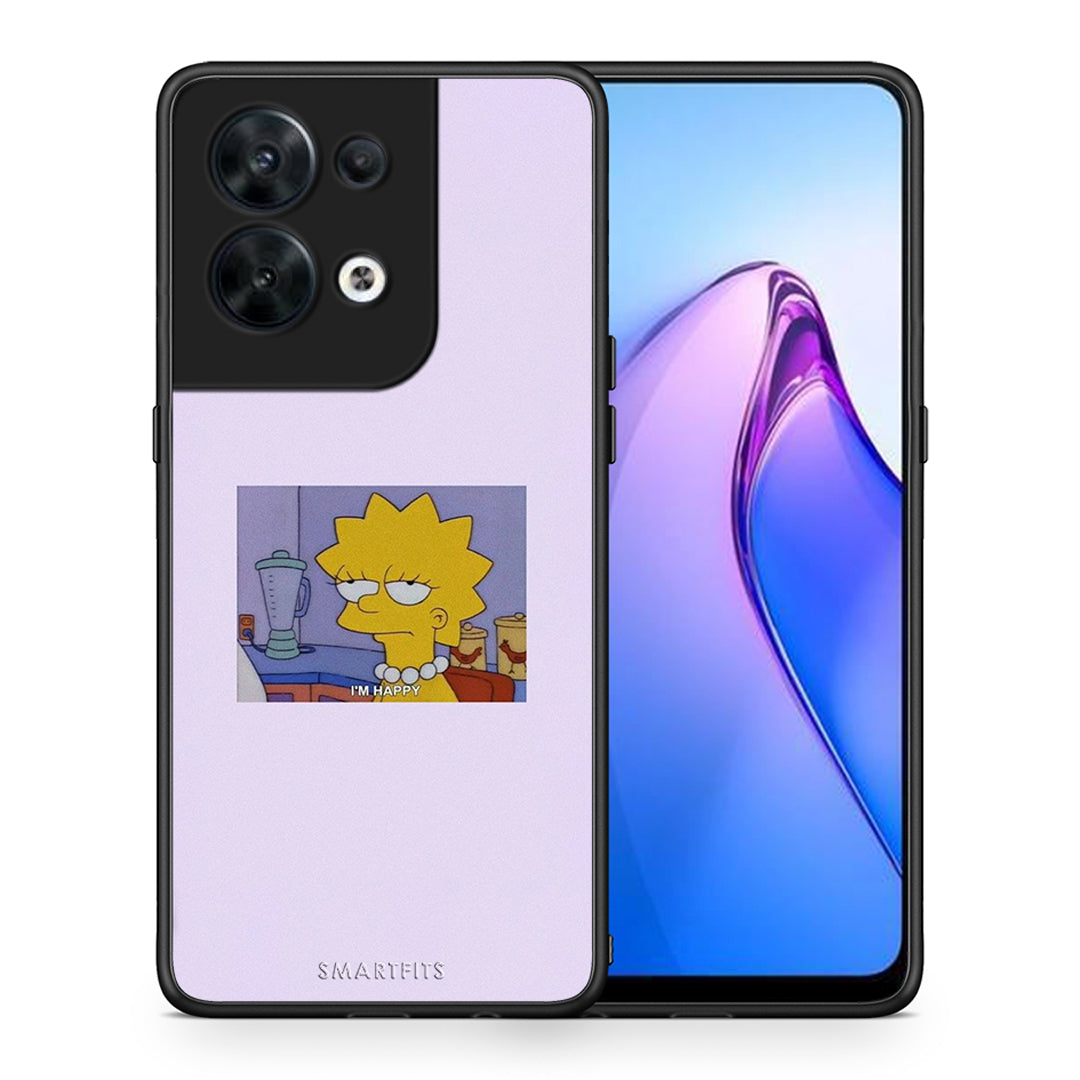 Θήκη Oppo Reno8 5G So Happy από τη Smartfits με σχέδιο στο πίσω μέρος και μαύρο περίβλημα | Oppo Reno8 5G So Happy Case with Colorful Back and Black Bezels