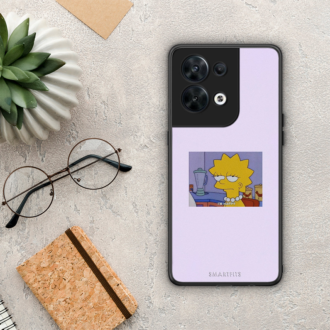 Θήκη Oppo Reno8 5G So Happy από τη Smartfits με σχέδιο στο πίσω μέρος και μαύρο περίβλημα | Oppo Reno8 5G So Happy Case with Colorful Back and Black Bezels