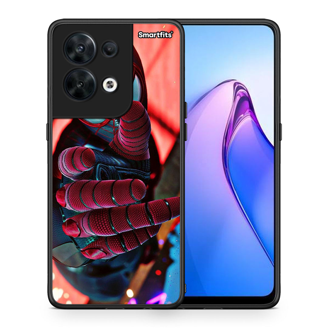 Θήκη Oppo Reno8 5G Spider Hand από τη Smartfits με σχέδιο στο πίσω μέρος και μαύρο περίβλημα | Oppo Reno8 5G Spider Hand Case with Colorful Back and Black Bezels