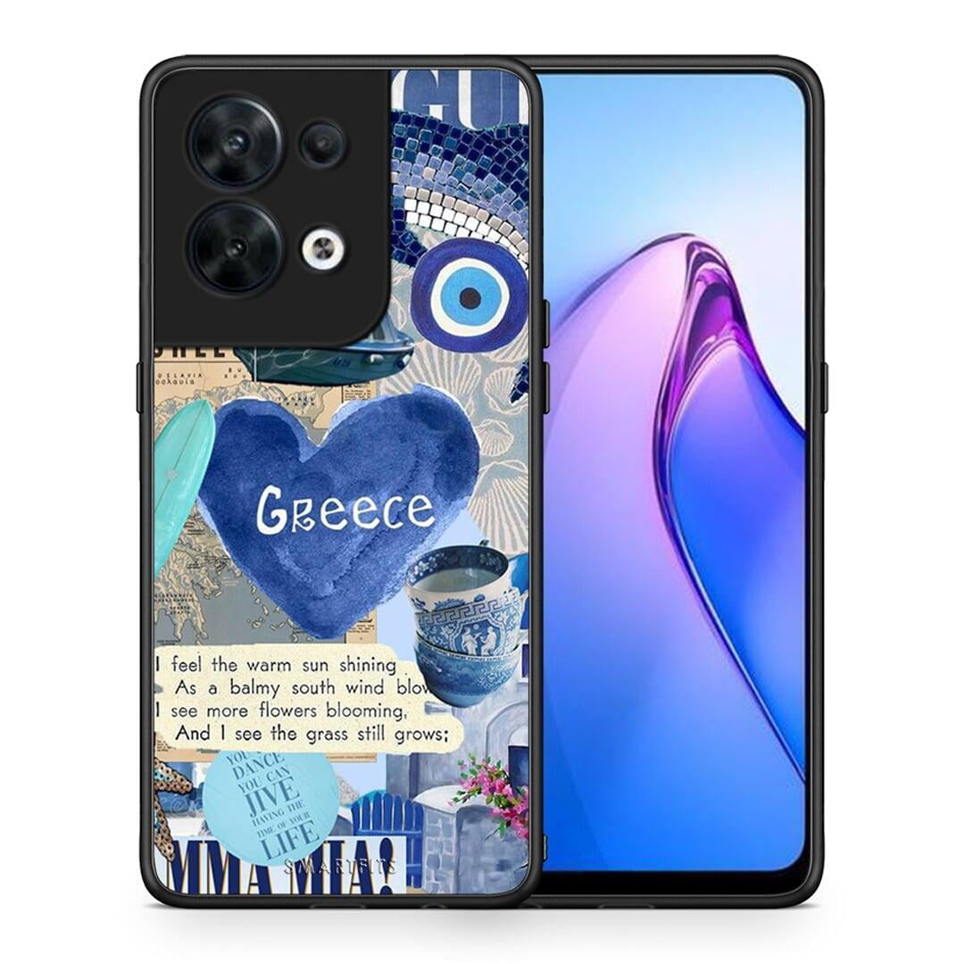 Θήκη Oppo Reno8 5G Summer In Greece από τη Smartfits με σχέδιο στο πίσω μέρος και μαύρο περίβλημα | Oppo Reno8 5G Summer In Greece Case with Colorful Back and Black Bezels