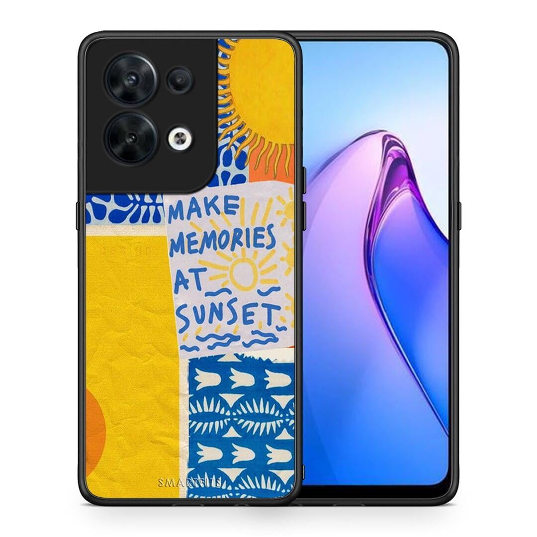 Θήκη Oppo Reno8 5G Sunset Memories από τη Smartfits με σχέδιο στο πίσω μέρος και μαύρο περίβλημα | Oppo Reno8 5G Sunset Memories Case with Colorful Back and Black Bezels