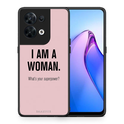 Θήκη Oppo Reno8 5G Superpower Woman από τη Smartfits με σχέδιο στο πίσω μέρος και μαύρο περίβλημα | Oppo Reno8 5G Superpower Woman Case with Colorful Back and Black Bezels