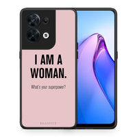 Thumbnail for Θήκη Oppo Reno8 5G Superpower Woman από τη Smartfits με σχέδιο στο πίσω μέρος και μαύρο περίβλημα | Oppo Reno8 5G Superpower Woman Case with Colorful Back and Black Bezels