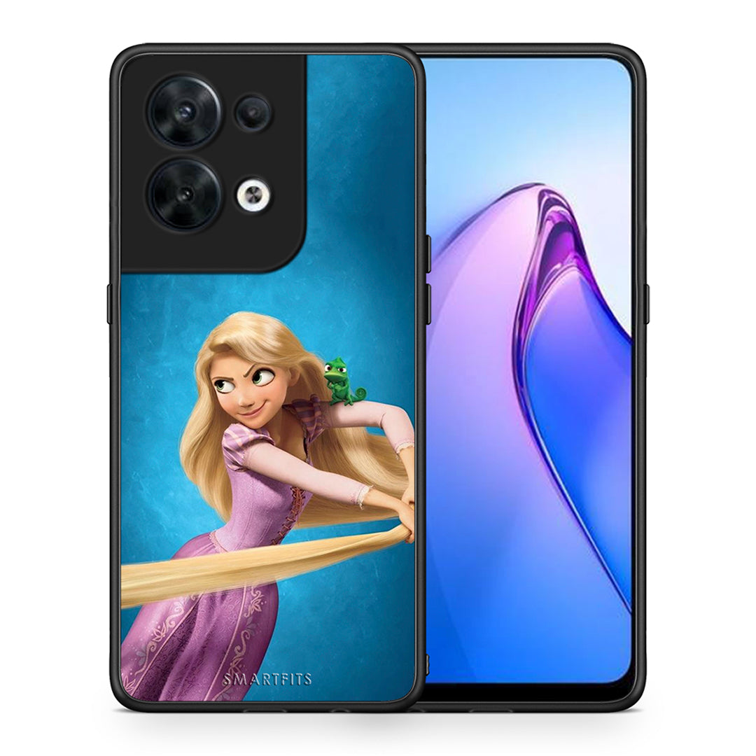 Θήκη Oppo Reno8 5G Tangled 2 από τη Smartfits με σχέδιο στο πίσω μέρος και μαύρο περίβλημα | Oppo Reno8 5G Tangled 2 Case with Colorful Back and Black Bezels