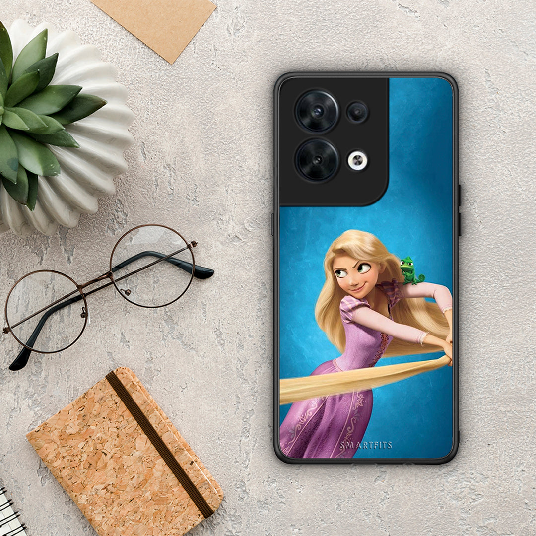 Θήκη Oppo Reno8 5G Tangled 2 από τη Smartfits με σχέδιο στο πίσω μέρος και μαύρο περίβλημα | Oppo Reno8 5G Tangled 2 Case with Colorful Back and Black Bezels