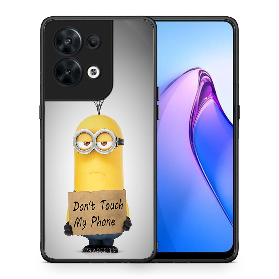 Θήκη Oppo Reno8 5G Text Minion από τη Smartfits με σχέδιο στο πίσω μέρος και μαύρο περίβλημα | Oppo Reno8 5G Text Minion Case with Colorful Back and Black Bezels