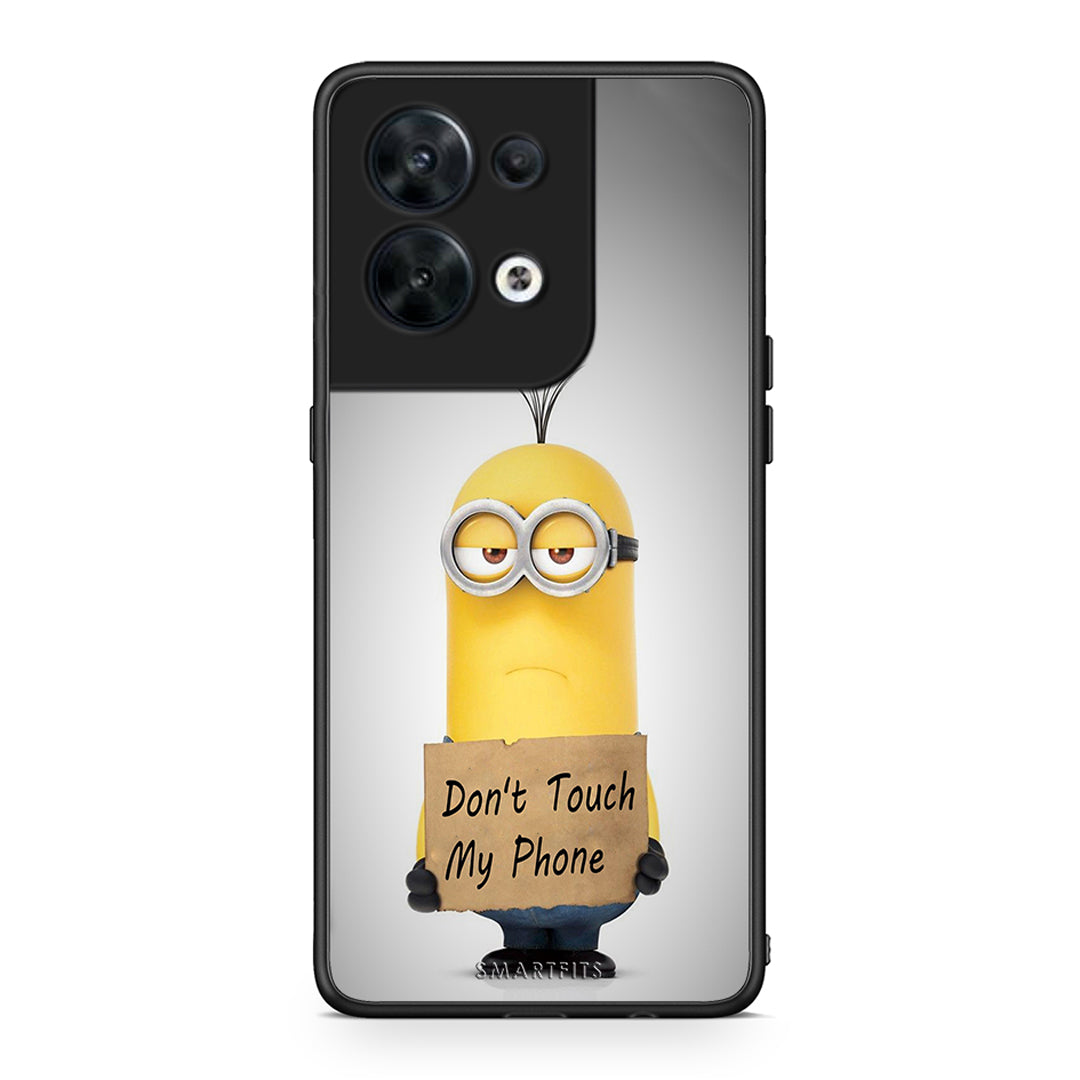 Θήκη Oppo Reno8 5G Text Minion από τη Smartfits με σχέδιο στο πίσω μέρος και μαύρο περίβλημα | Oppo Reno8 5G Text Minion Case with Colorful Back and Black Bezels