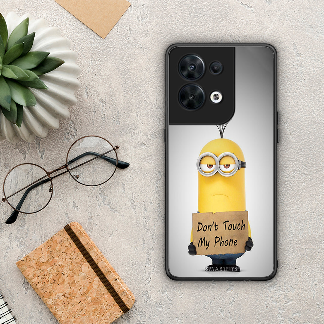 Θήκη Oppo Reno8 5G Text Minion από τη Smartfits με σχέδιο στο πίσω μέρος και μαύρο περίβλημα | Oppo Reno8 5G Text Minion Case with Colorful Back and Black Bezels