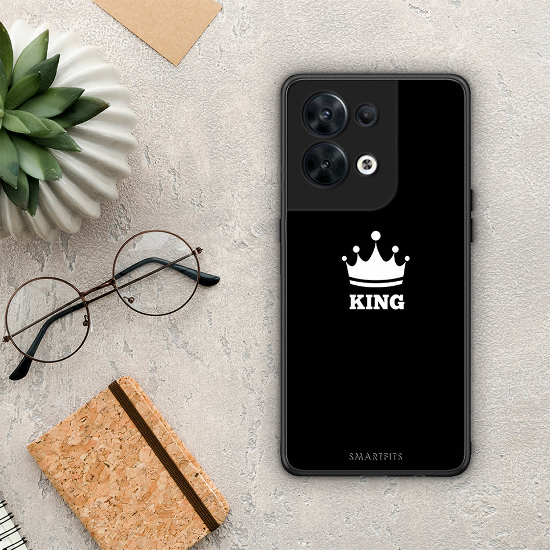 Θήκη Oppo Reno8 5G Valentine King από τη Smartfits με σχέδιο στο πίσω μέρος και μαύρο περίβλημα | Oppo Reno8 5G Valentine King Case with Colorful Back and Black Bezels