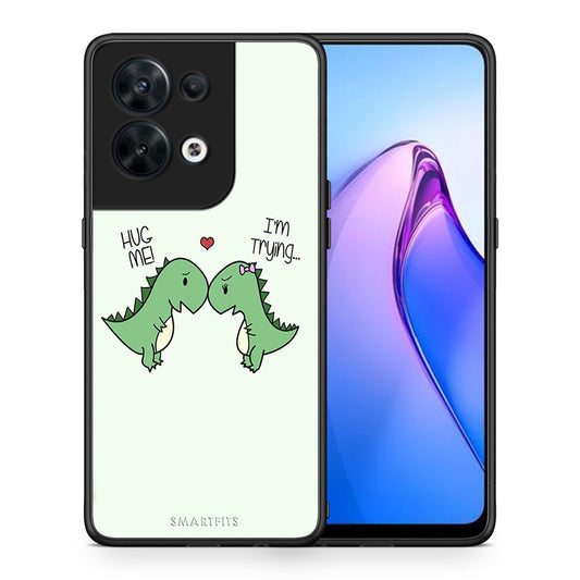 Θήκη Oppo Reno8 5G Valentine Rex από τη Smartfits με σχέδιο στο πίσω μέρος και μαύρο περίβλημα | Oppo Reno8 5G Valentine Rex Case with Colorful Back and Black Bezels