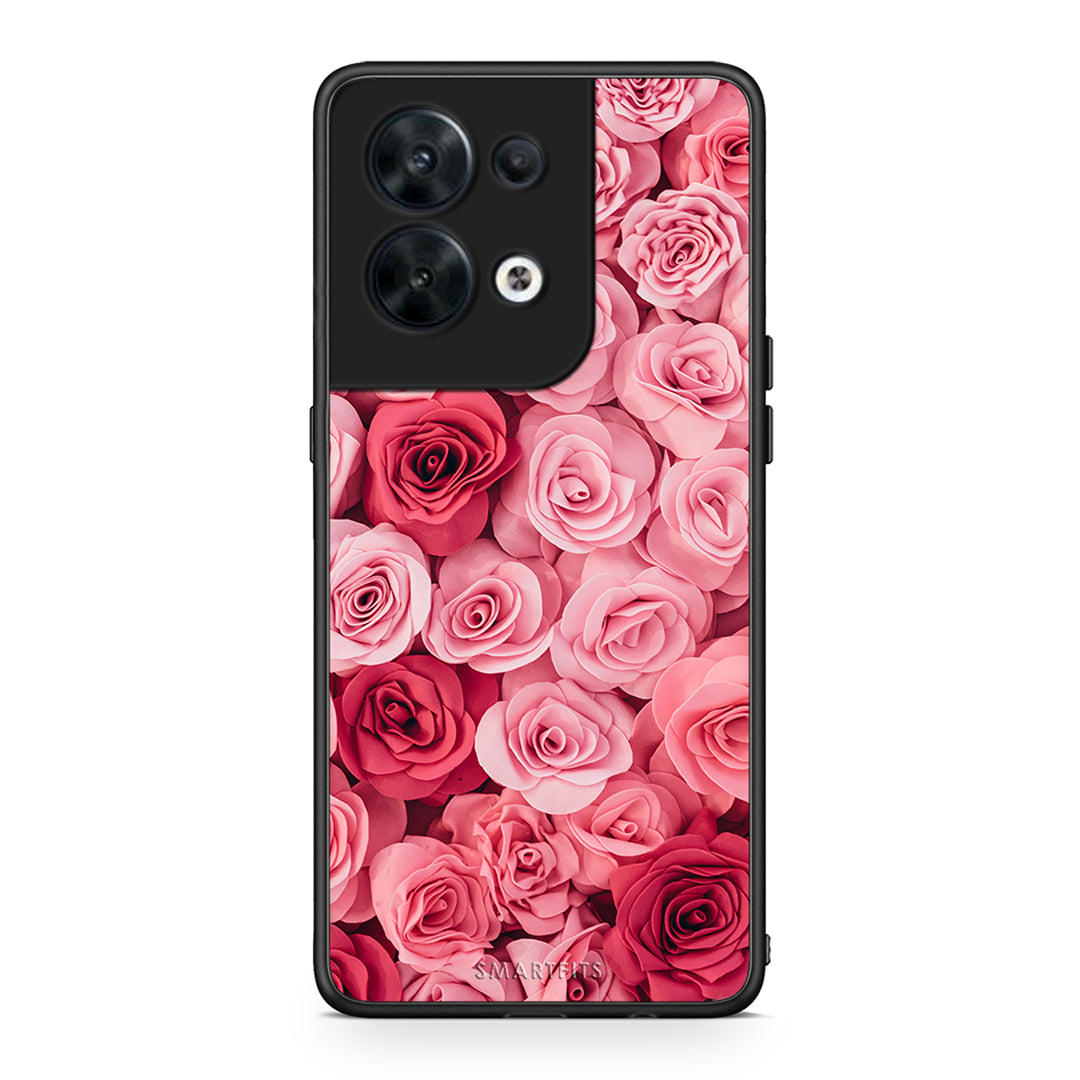 Θήκη Oppo Reno8 5G Valentine RoseGarden από τη Smartfits με σχέδιο στο πίσω μέρος και μαύρο περίβλημα | Oppo Reno8 5G Valentine RoseGarden Case with Colorful Back and Black Bezels