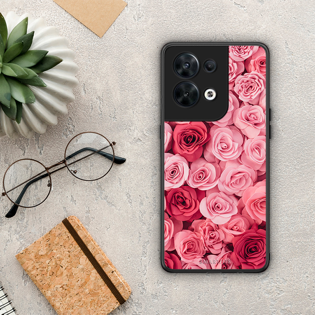 Θήκη Oppo Reno8 5G Valentine RoseGarden από τη Smartfits με σχέδιο στο πίσω μέρος και μαύρο περίβλημα | Oppo Reno8 5G Valentine RoseGarden Case with Colorful Back and Black Bezels