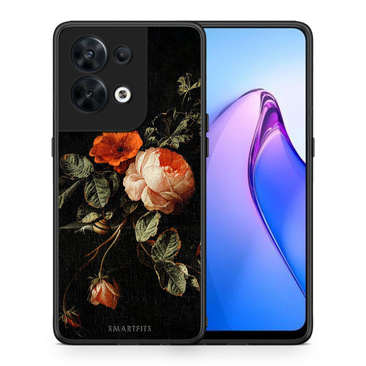 Θήκη Oppo Reno8 5G Vintage Roses από τη Smartfits με σχέδιο στο πίσω μέρος και μαύρο περίβλημα | Oppo Reno8 5G Vintage Roses Case with Colorful Back and Black Bezels