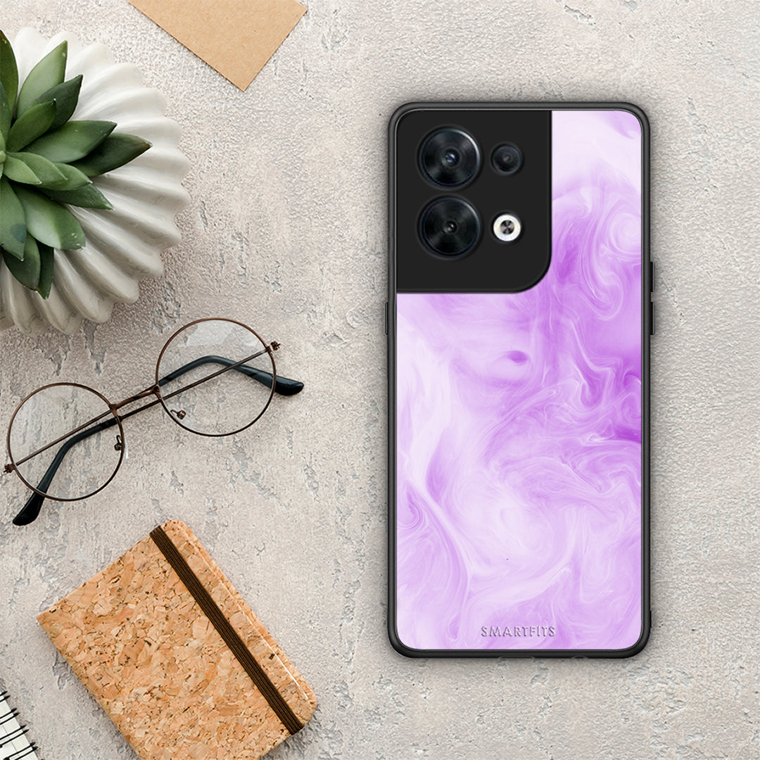 Θήκη Oppo Reno8 5G Watercolor Lavender από τη Smartfits με σχέδιο στο πίσω μέρος και μαύρο περίβλημα | Oppo Reno8 5G Watercolor Lavender Case with Colorful Back and Black Bezels