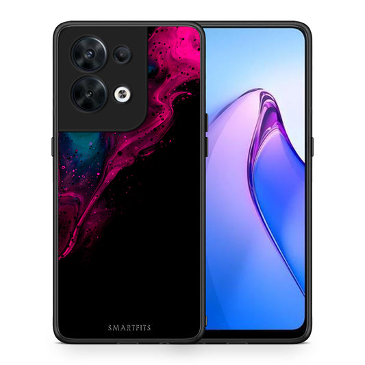 Θήκη Oppo Reno8 5G Watercolor Pink Black από τη Smartfits με σχέδιο στο πίσω μέρος και μαύρο περίβλημα | Oppo Reno8 5G Watercolor Pink Black Case with Colorful Back and Black Bezels