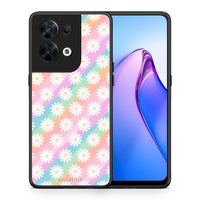 Thumbnail for Θήκη Oppo Reno8 5G White Daisies από τη Smartfits με σχέδιο στο πίσω μέρος και μαύρο περίβλημα | Oppo Reno8 5G White Daisies Case with Colorful Back and Black Bezels