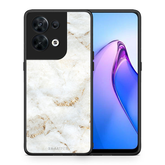 Θήκη Oppo Reno8 5G White Gold Marble από τη Smartfits με σχέδιο στο πίσω μέρος και μαύρο περίβλημα | Oppo Reno8 5G White Gold Marble Case with Colorful Back and Black Bezels