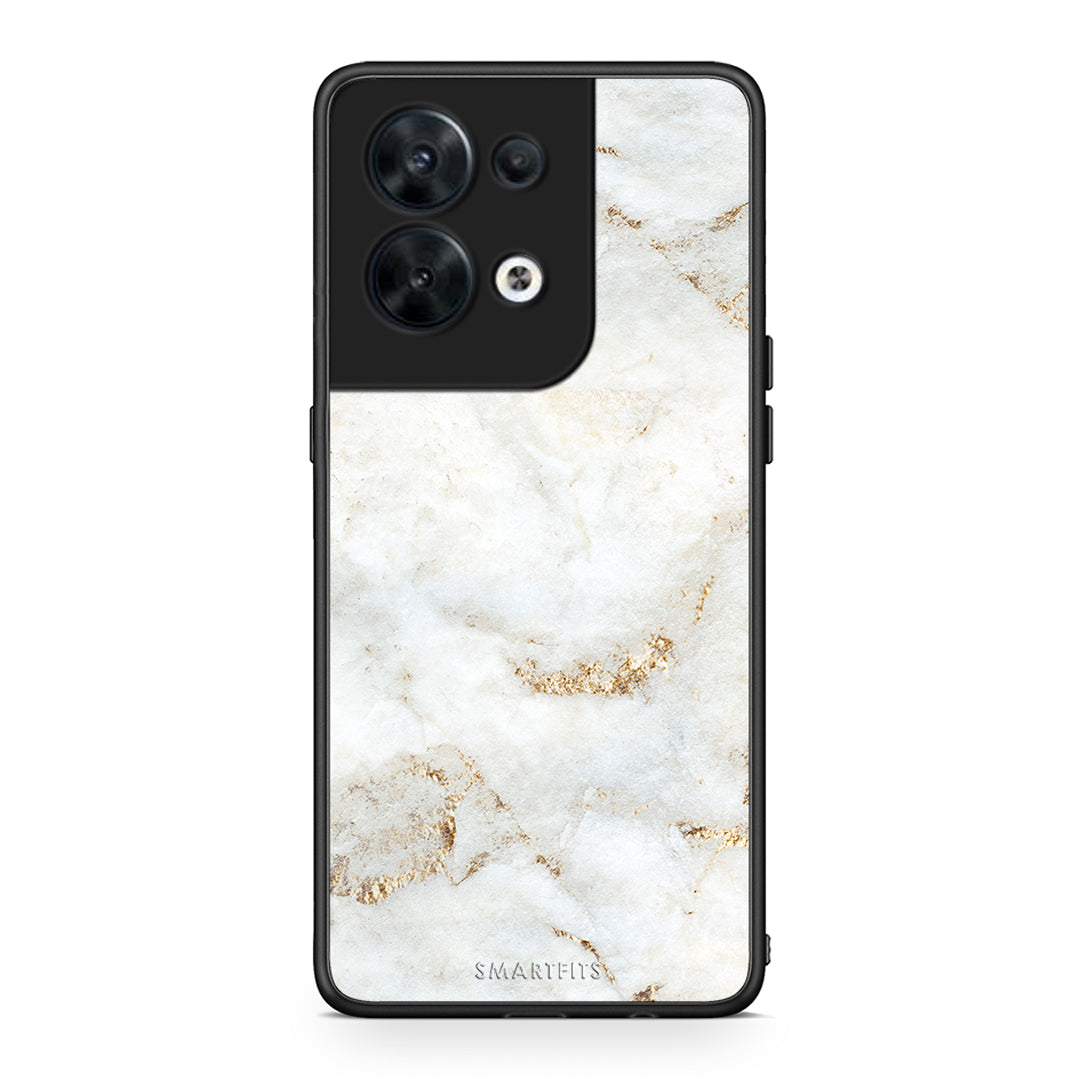 Θήκη Oppo Reno8 5G White Gold Marble από τη Smartfits με σχέδιο στο πίσω μέρος και μαύρο περίβλημα | Oppo Reno8 5G White Gold Marble Case with Colorful Back and Black Bezels
