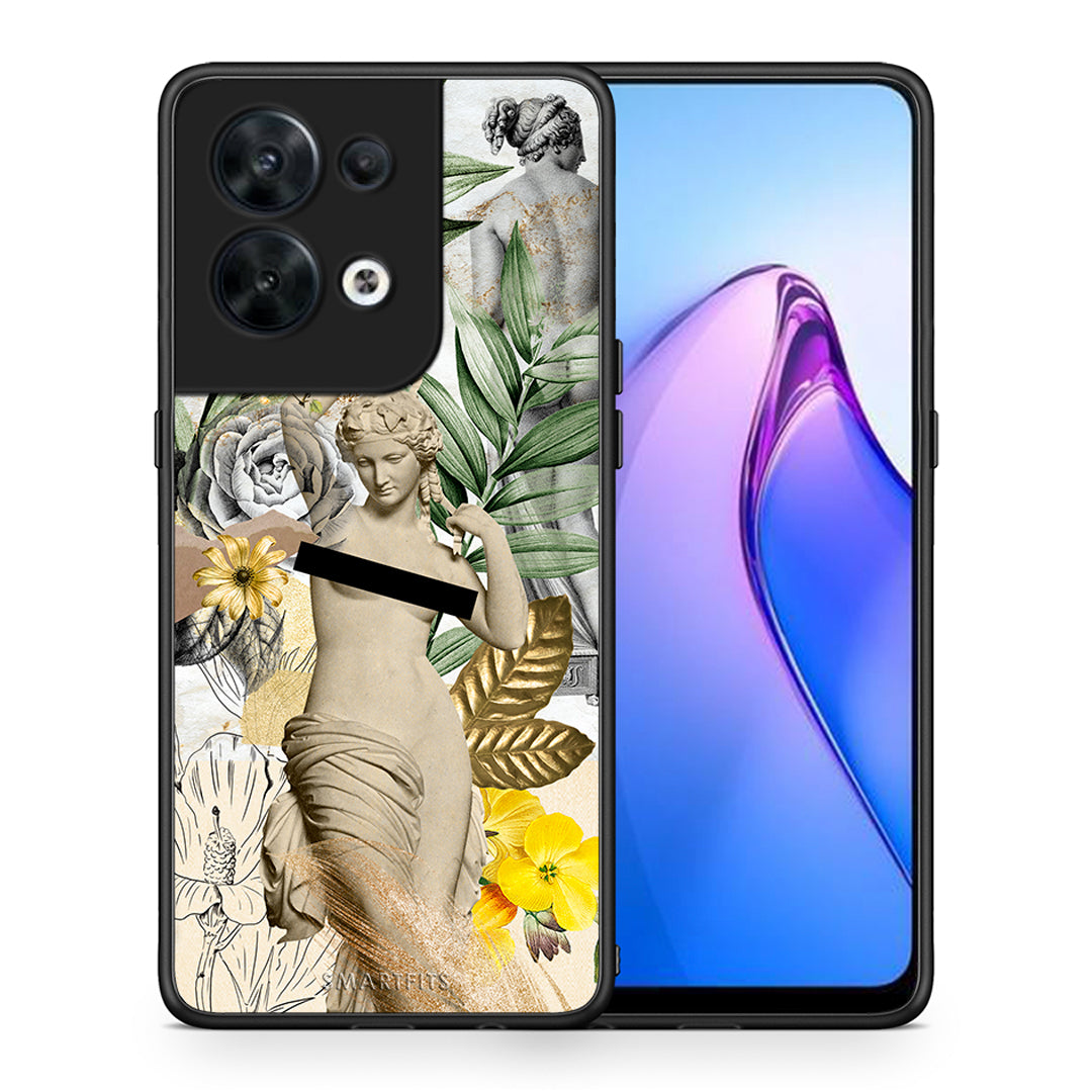 Θήκη Oppo Reno8 5G Woman Statue από τη Smartfits με σχέδιο στο πίσω μέρος και μαύρο περίβλημα | Oppo Reno8 5G Woman Statue Case with Colorful Back and Black Bezels