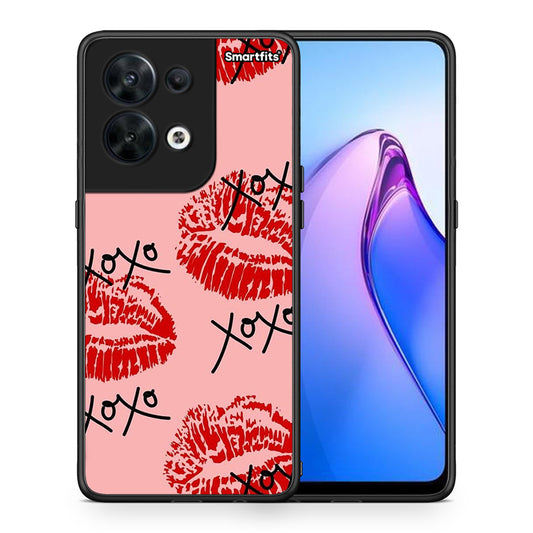 Θήκη Oppo Reno8 5G XOXO Lips από τη Smartfits με σχέδιο στο πίσω μέρος και μαύρο περίβλημα | Oppo Reno8 5G XOXO Lips Case with Colorful Back and Black Bezels