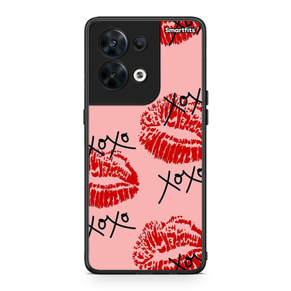 Θήκη Oppo Reno8 5G XOXO Lips από τη Smartfits με σχέδιο στο πίσω μέρος και μαύρο περίβλημα | Oppo Reno8 5G XOXO Lips Case with Colorful Back and Black Bezels