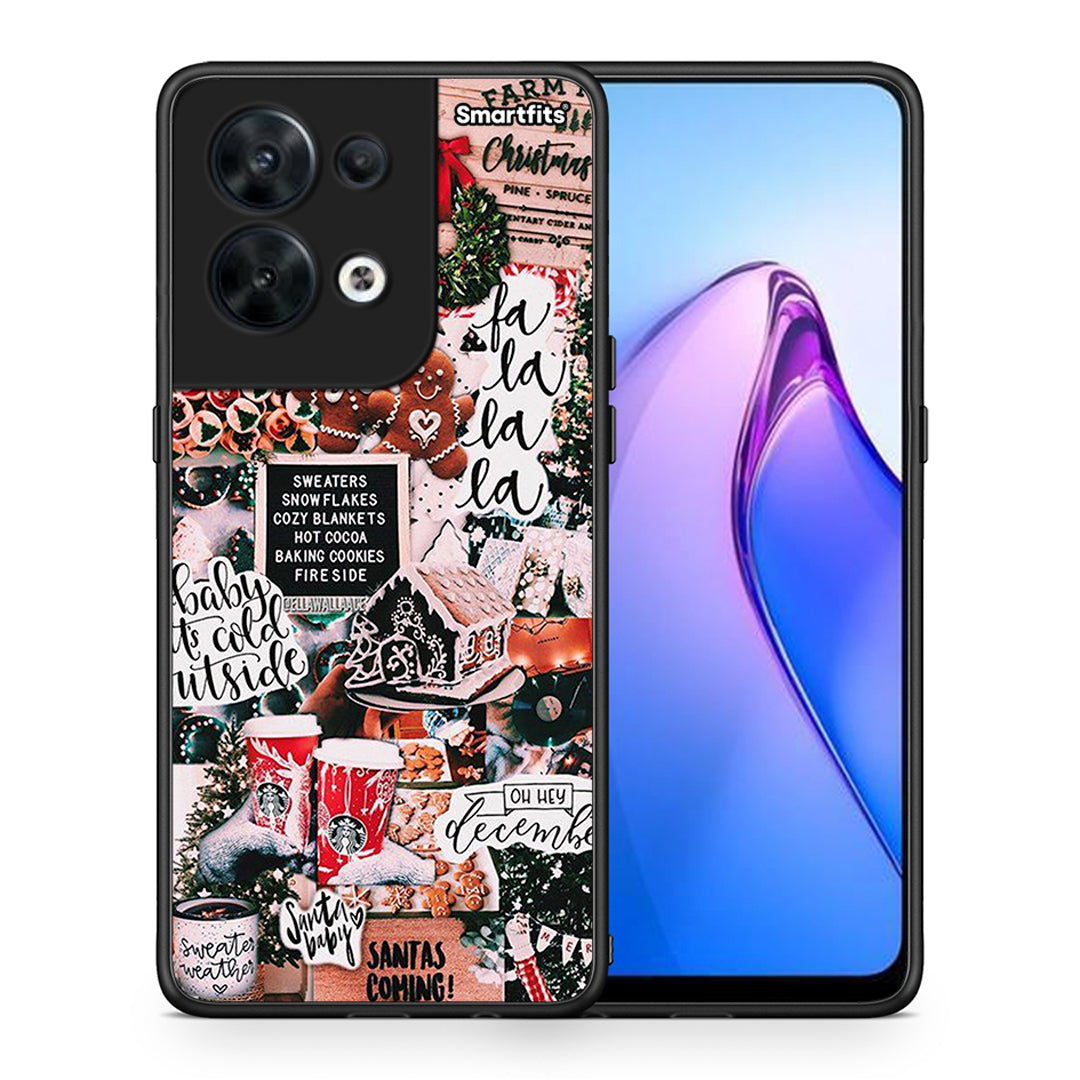 Θήκη Oppo Reno8 5G Xmas Habbits από τη Smartfits με σχέδιο στο πίσω μέρος και μαύρο περίβλημα | Oppo Reno8 5G Xmas Habbits Case with Colorful Back and Black Bezels