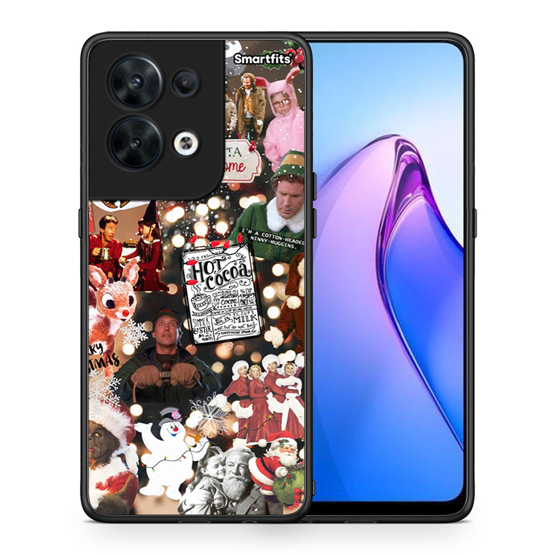 Θήκη Oppo Reno8 5G Xmas Movies από τη Smartfits με σχέδιο στο πίσω μέρος και μαύρο περίβλημα | Oppo Reno8 5G Xmas Movies Case with Colorful Back and Black Bezels