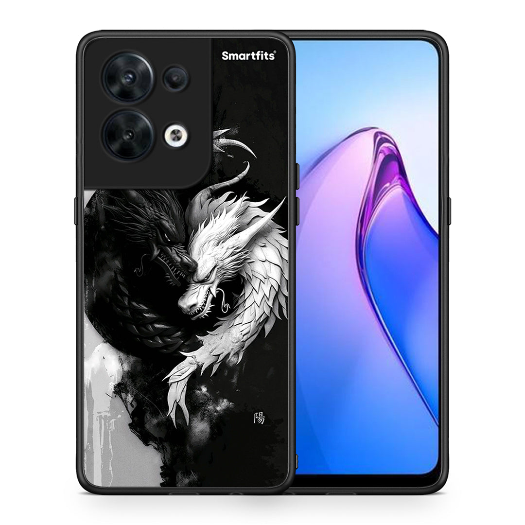 Θήκη Oppo Reno8 5G Yin Yang από τη Smartfits με σχέδιο στο πίσω μέρος και μαύρο περίβλημα | Oppo Reno8 5G Yin Yang Case with Colorful Back and Black Bezels