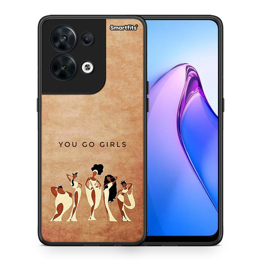 Θήκη Oppo Reno8 5G You Go Girl από τη Smartfits με σχέδιο στο πίσω μέρος και μαύρο περίβλημα | Oppo Reno8 5G You Go Girl Case with Colorful Back and Black Bezels
