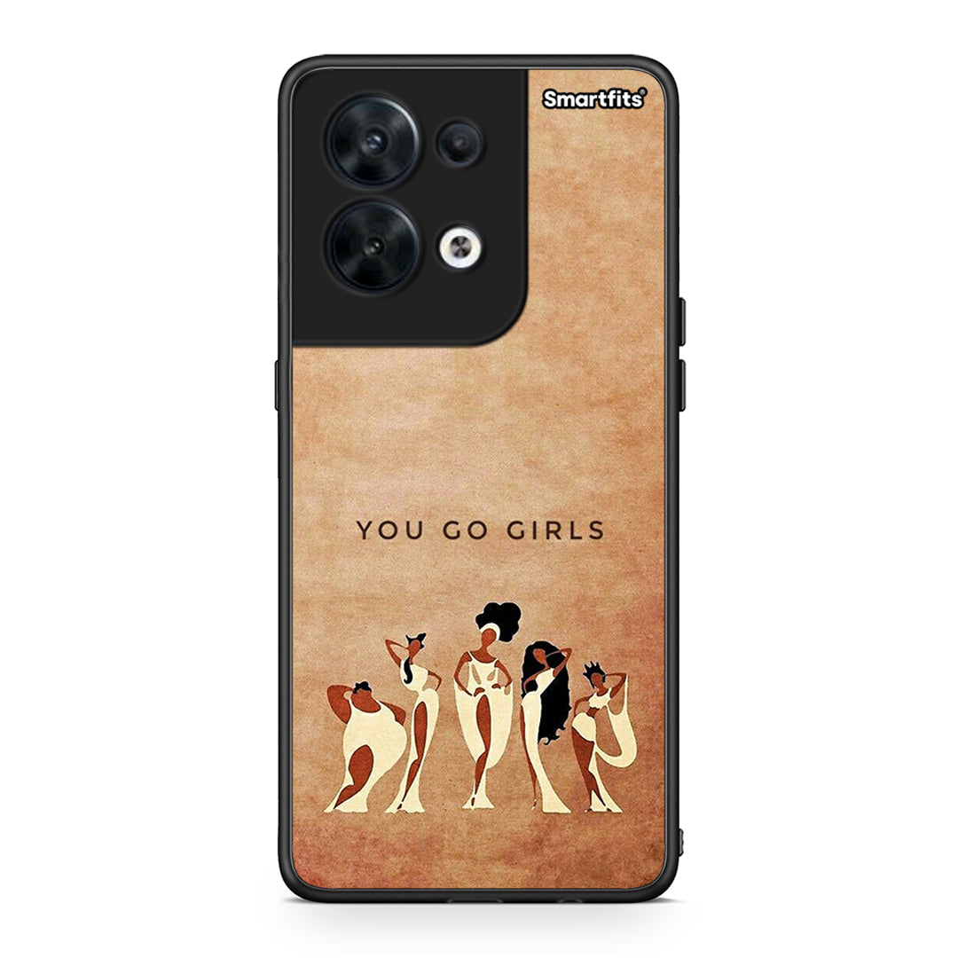 Θήκη Oppo Reno8 5G You Go Girl από τη Smartfits με σχέδιο στο πίσω μέρος και μαύρο περίβλημα | Oppo Reno8 5G You Go Girl Case with Colorful Back and Black Bezels