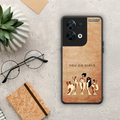 Θήκη Oppo Reno8 5G You Go Girl από τη Smartfits με σχέδιο στο πίσω μέρος και μαύρο περίβλημα | Oppo Reno8 5G You Go Girl Case with Colorful Back and Black Bezels